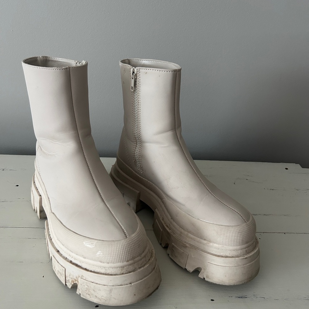 Mango Chunky Cream Platform Boots